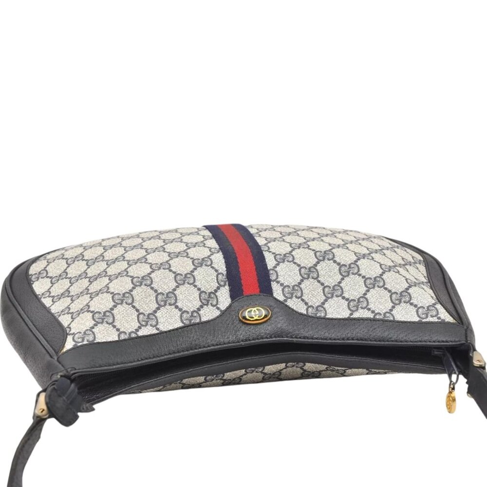 084273AR (E3) Gucci Shoulder Bag Sherry Line Navy Blue PVC - Picture 4 of 13
